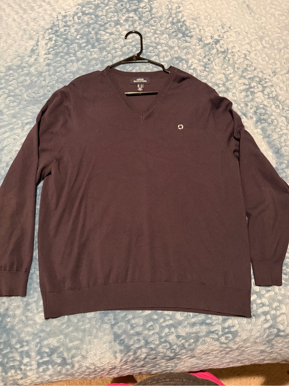 Chase Bank Lands End V-Neck Sweater in Dark Blue